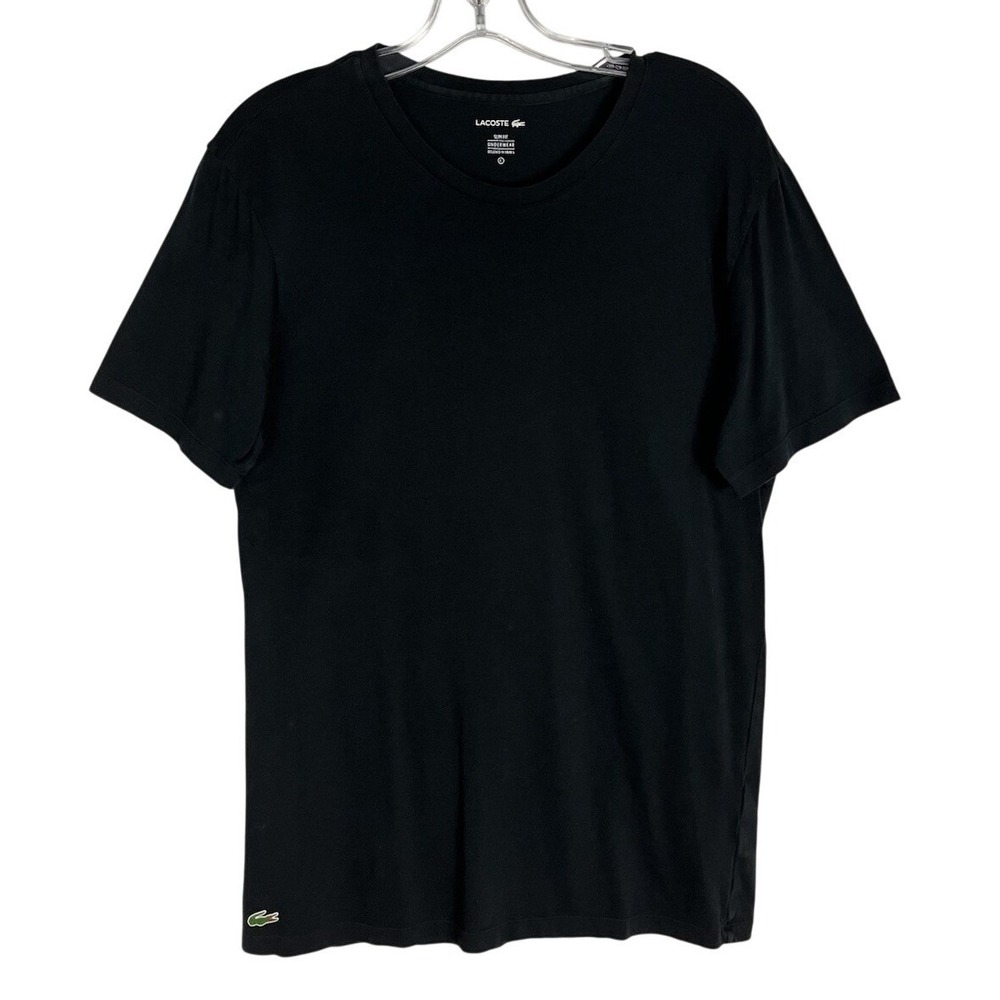 Lacoste Slim‎ Fit Underwear Mens L Black Short Sleeve Tee 100% Cotton